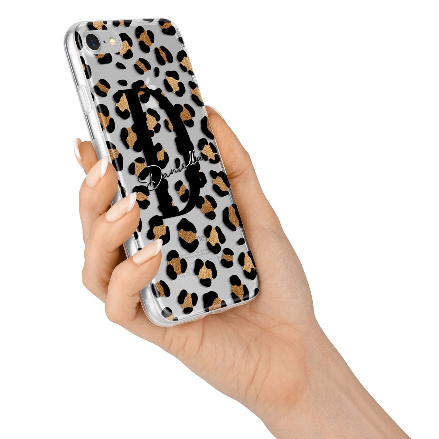 Personalised Leopard Print iPhone 7 Bumper Case on Silver iPhone Alternative Image