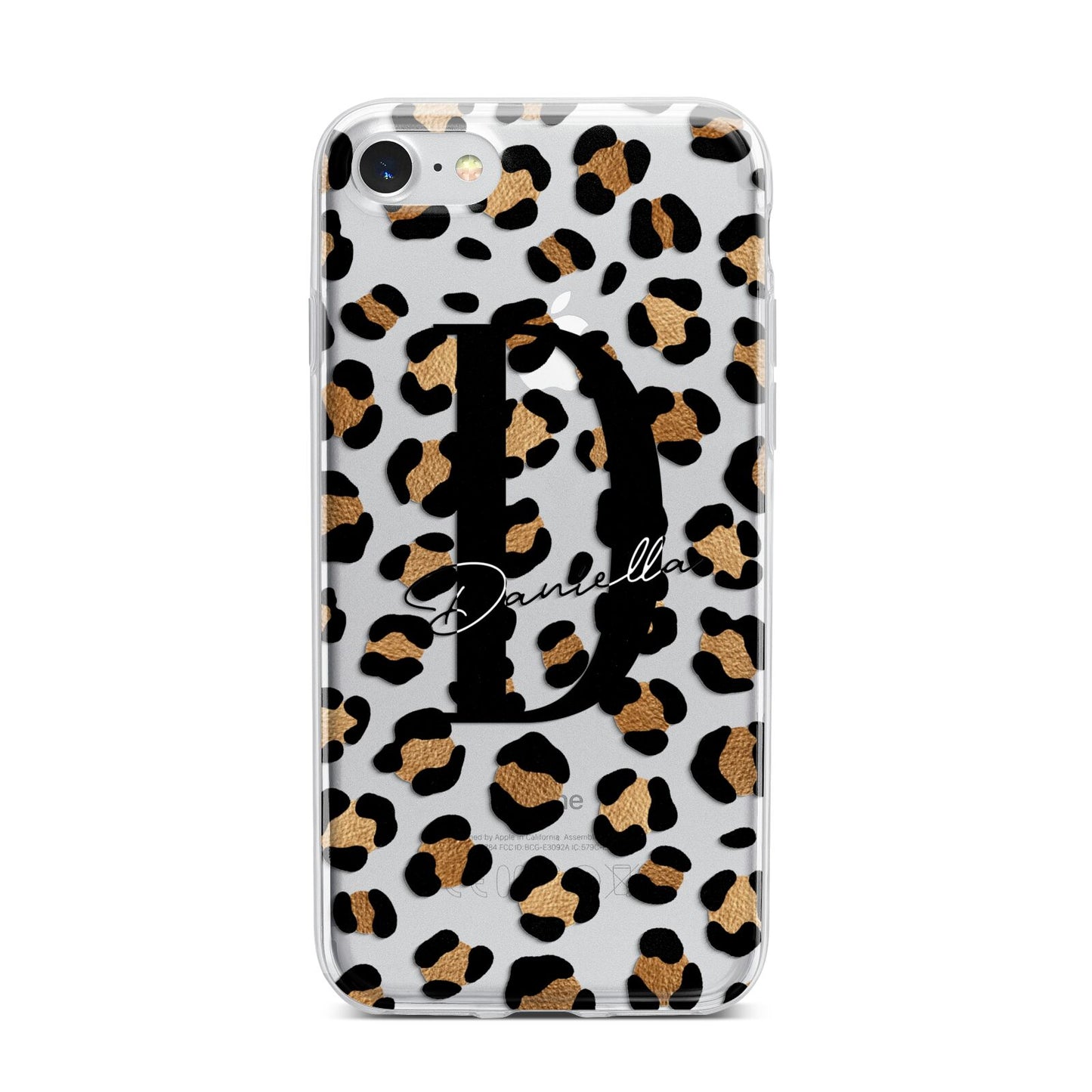 Personalised Leopard Print iPhone 7 Bumper Case on Silver iPhone