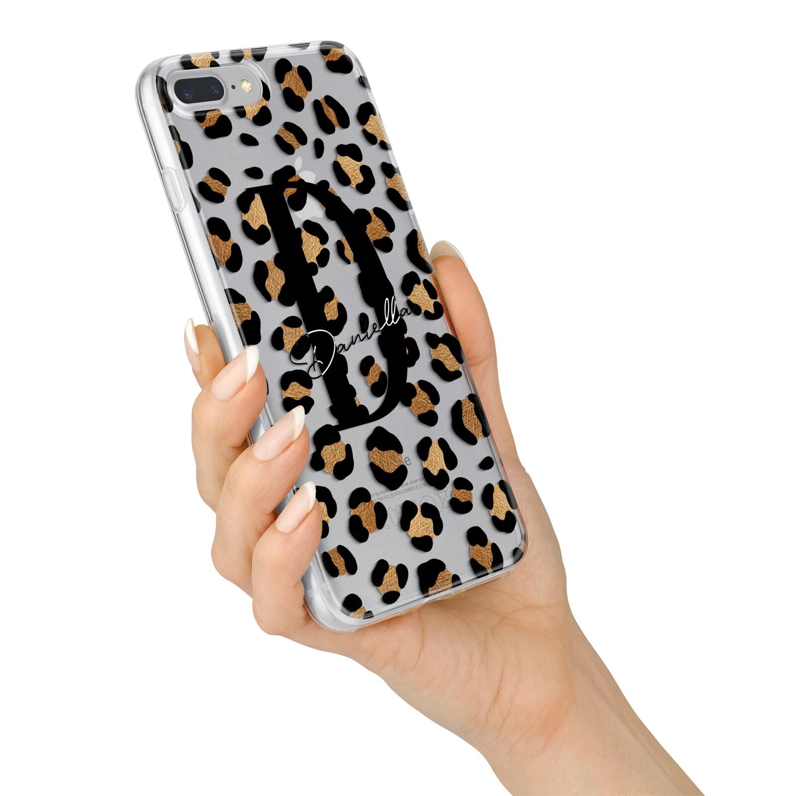 Personalised Leopard Print iPhone 7 Plus Bumper Case on Silver iPhone Alternative Image