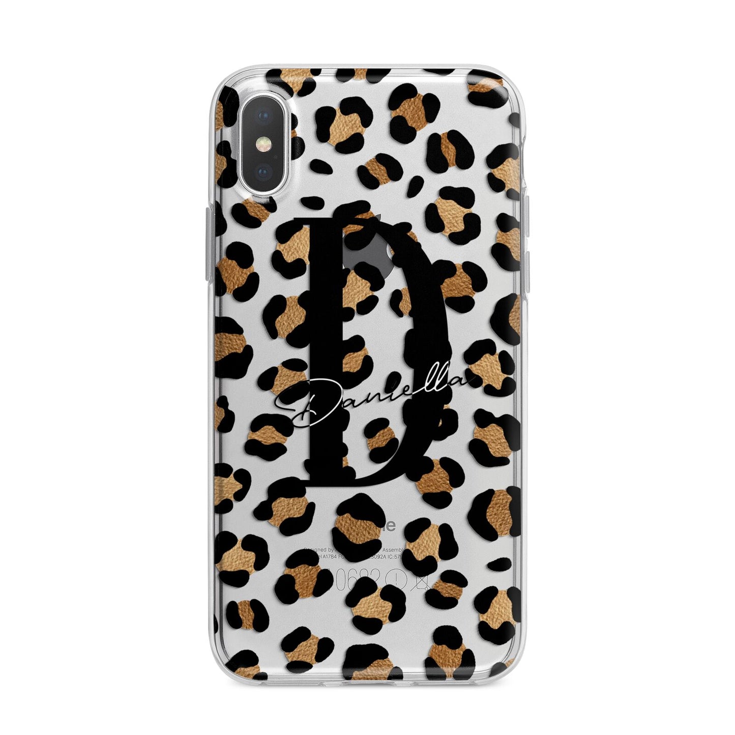 Personalised Leopard Print iPhone X Bumper Case on Silver iPhone Alternative Image 1