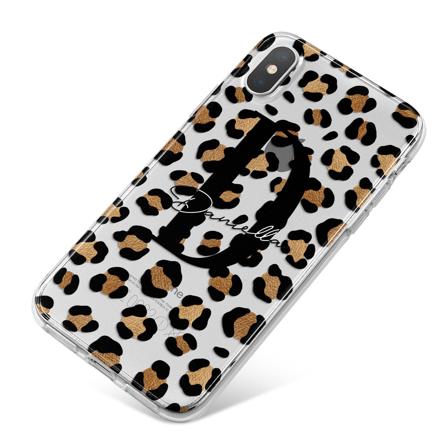 Personalised Leopard Print iPhone X Bumper Case on Silver iPhone