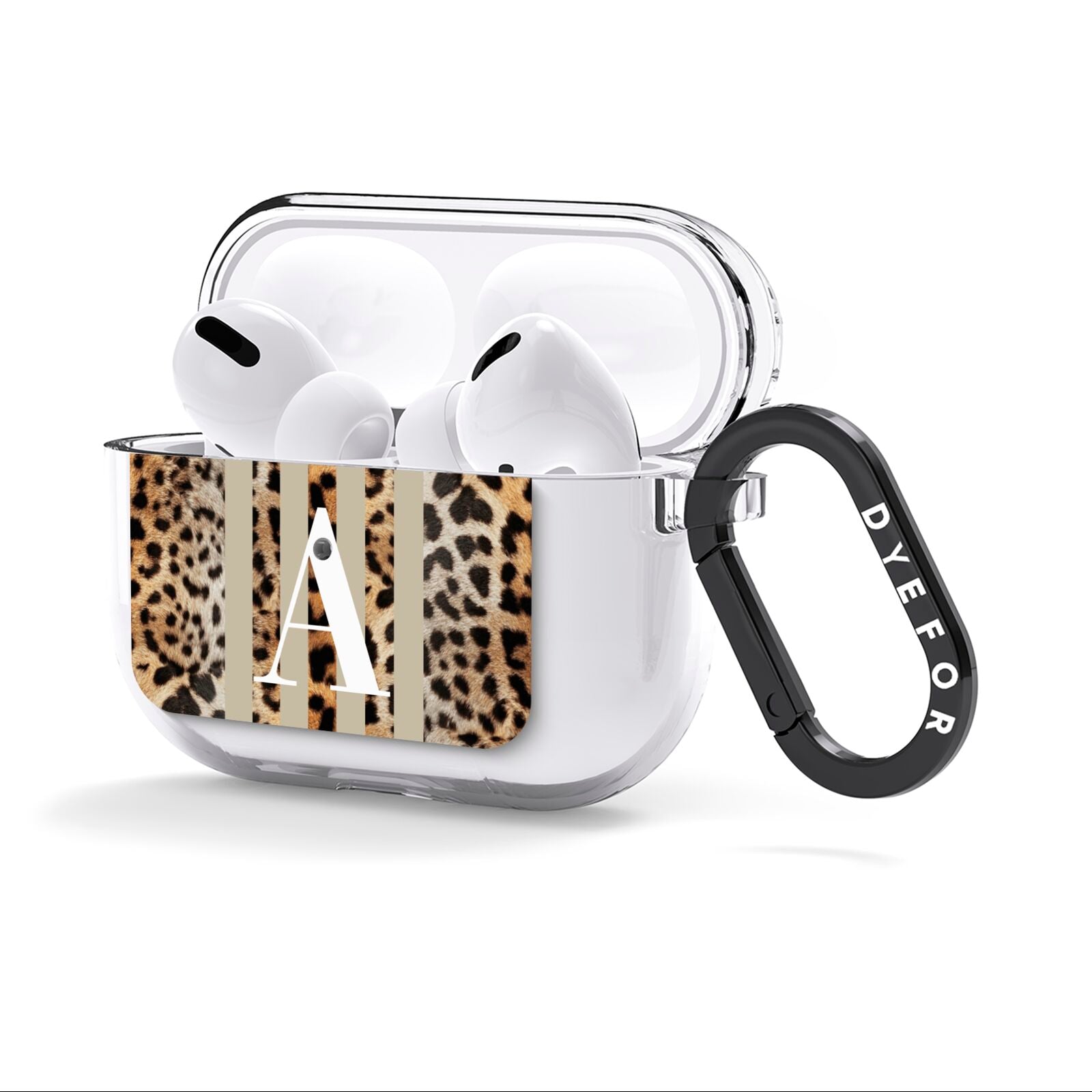 Personalised Leopard Stripes AirPods Clear Case 3rd Gen Side Image