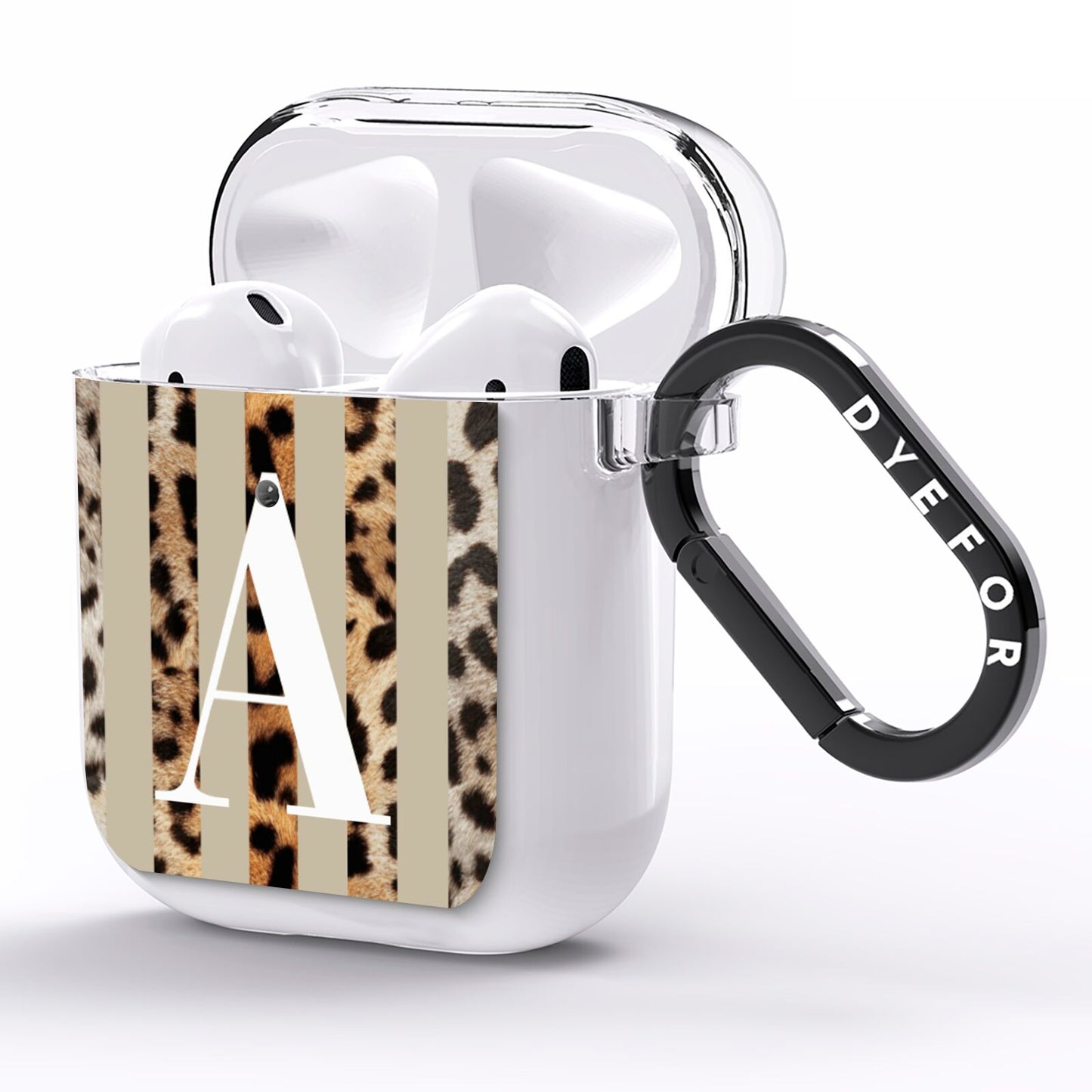 Personalised Leopard Stripes AirPods Clear Case Side Image