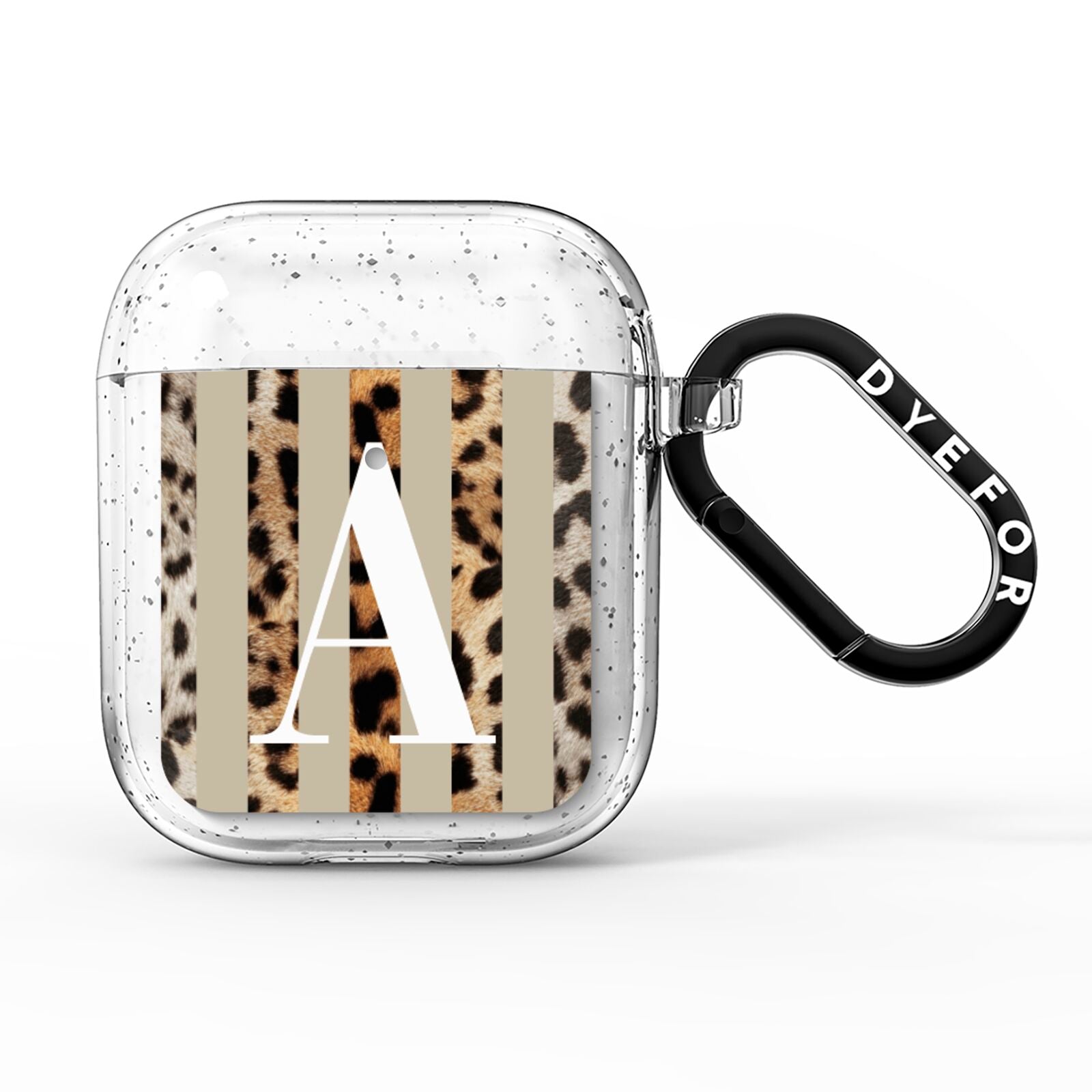 Personalised Leopard Stripes AirPods Glitter Case