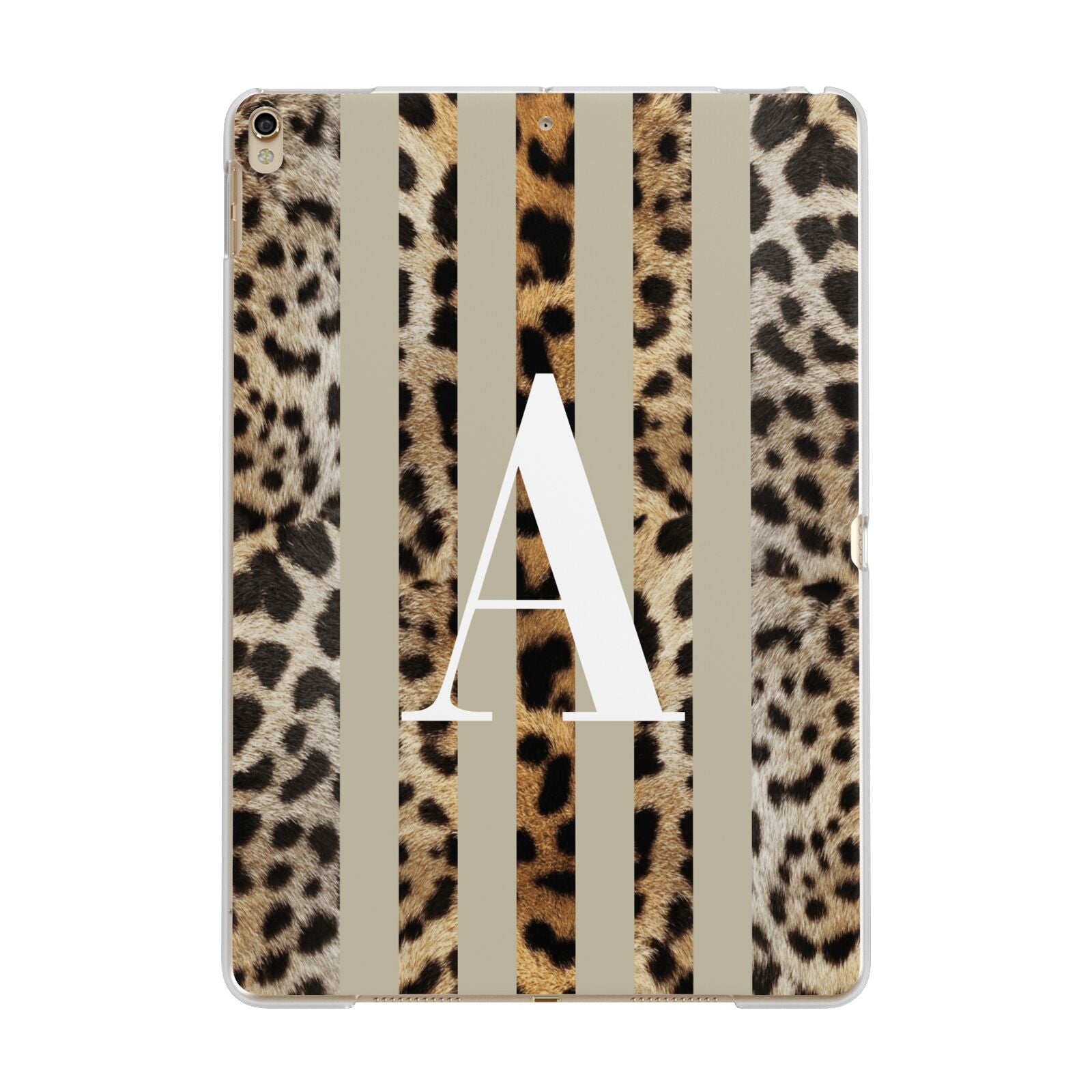Personalised Leopard Stripes Apple iPad Gold Case
