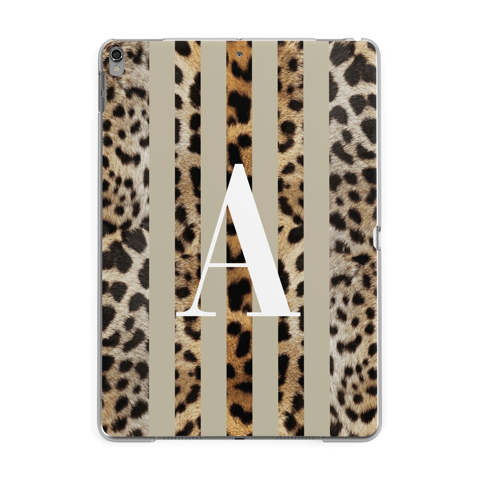 Personalised Leopard Stripes Apple iPad Grey Case