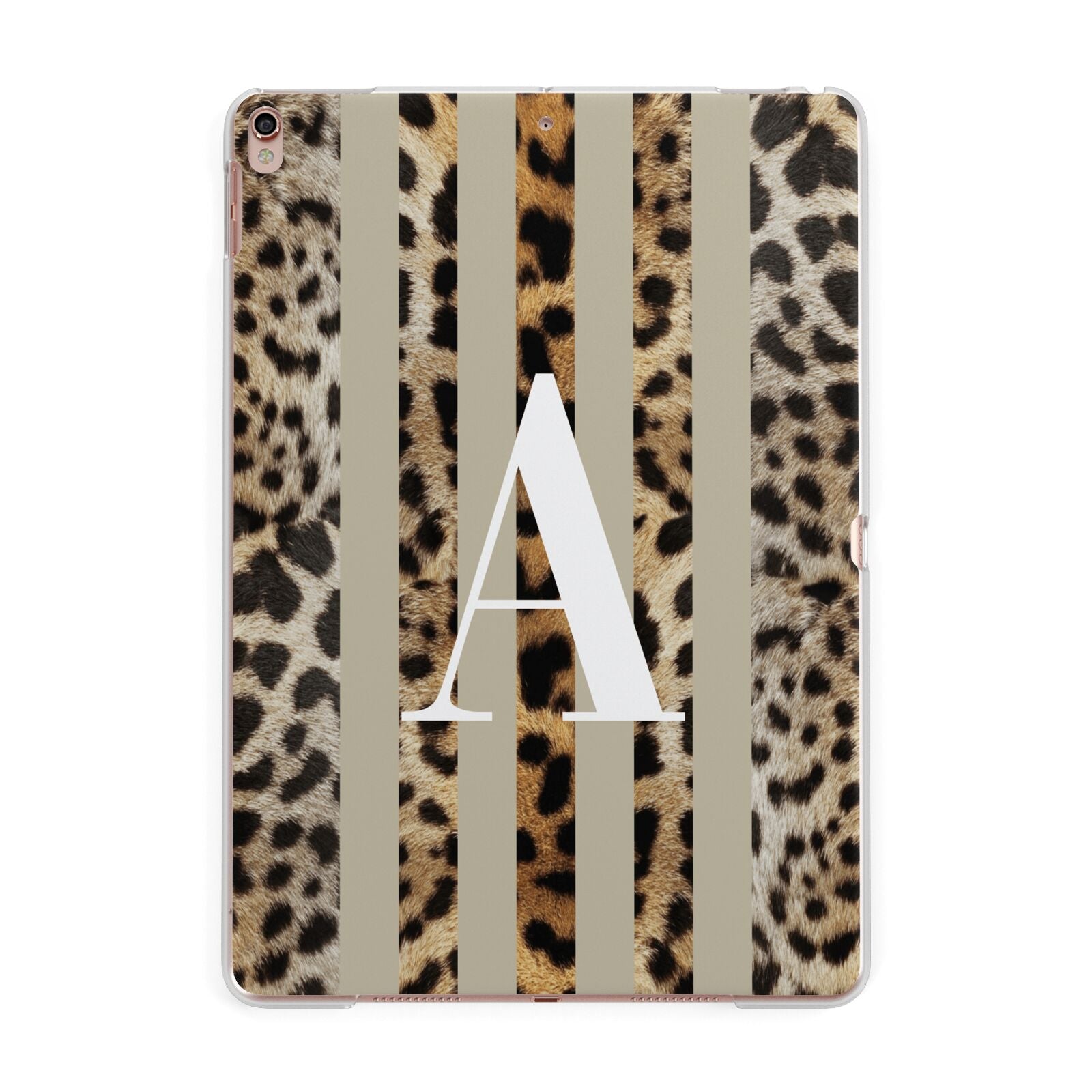 Personalised Leopard Stripes Apple iPad Rose Gold Case