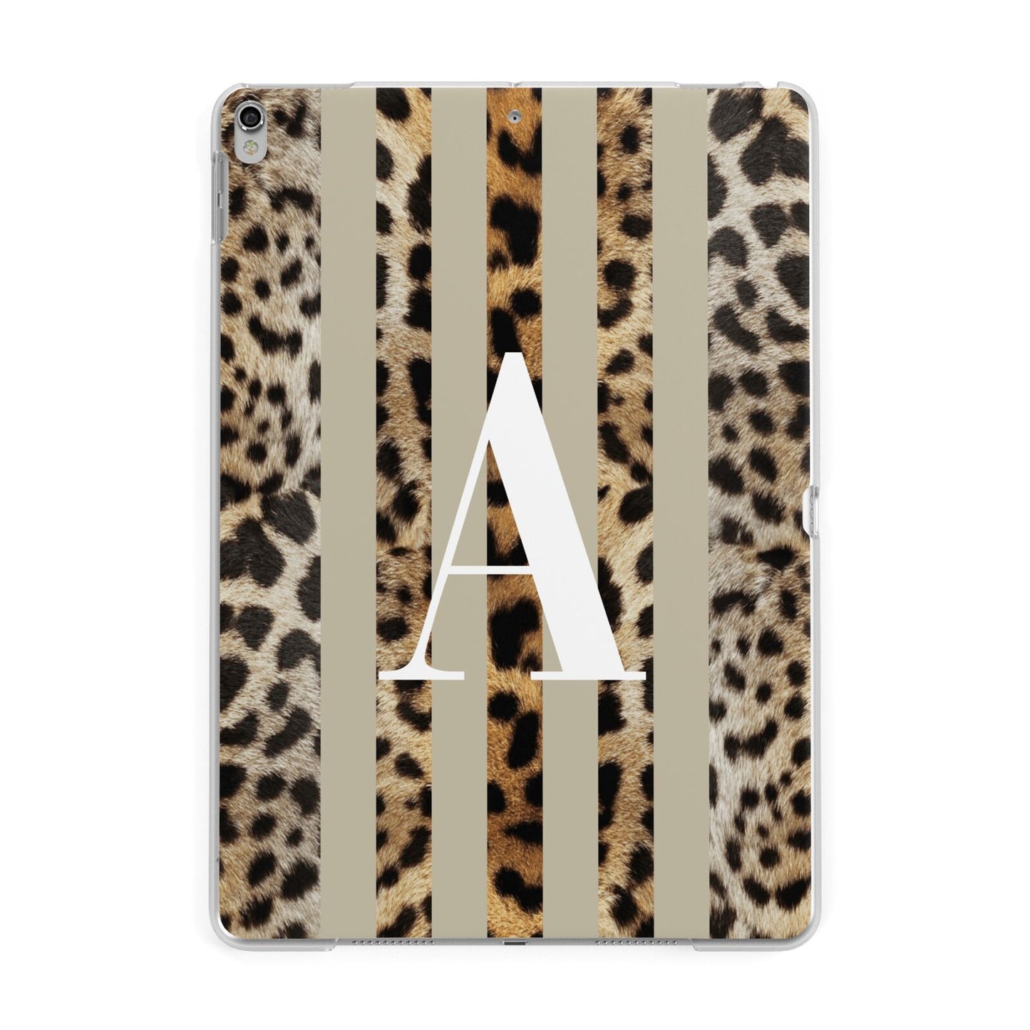 Personalised Leopard Stripes Apple iPad Silver Case