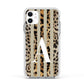 Personalised Leopard Stripes Apple iPhone 11 in White with White Impact Case