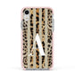 Personalised Leopard Stripes Apple iPhone XR Impact Case Pink Edge on Silver Phone