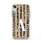 Personalised Leopard Stripes Apple iPhone XR Impact Case White Edge on Silver Phone