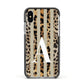 Personalised Leopard Stripes Apple iPhone Xs Impact Case Black Edge on Silver Phone