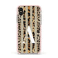 Personalised Leopard Stripes Apple iPhone Xs Impact Case Pink Edge on Gold Phone
