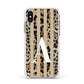 Personalised Leopard Stripes Apple iPhone Xs Impact Case White Edge on Gold Phone