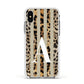 Personalised Leopard Stripes Apple iPhone Xs Impact Case White Edge on Silver Phone