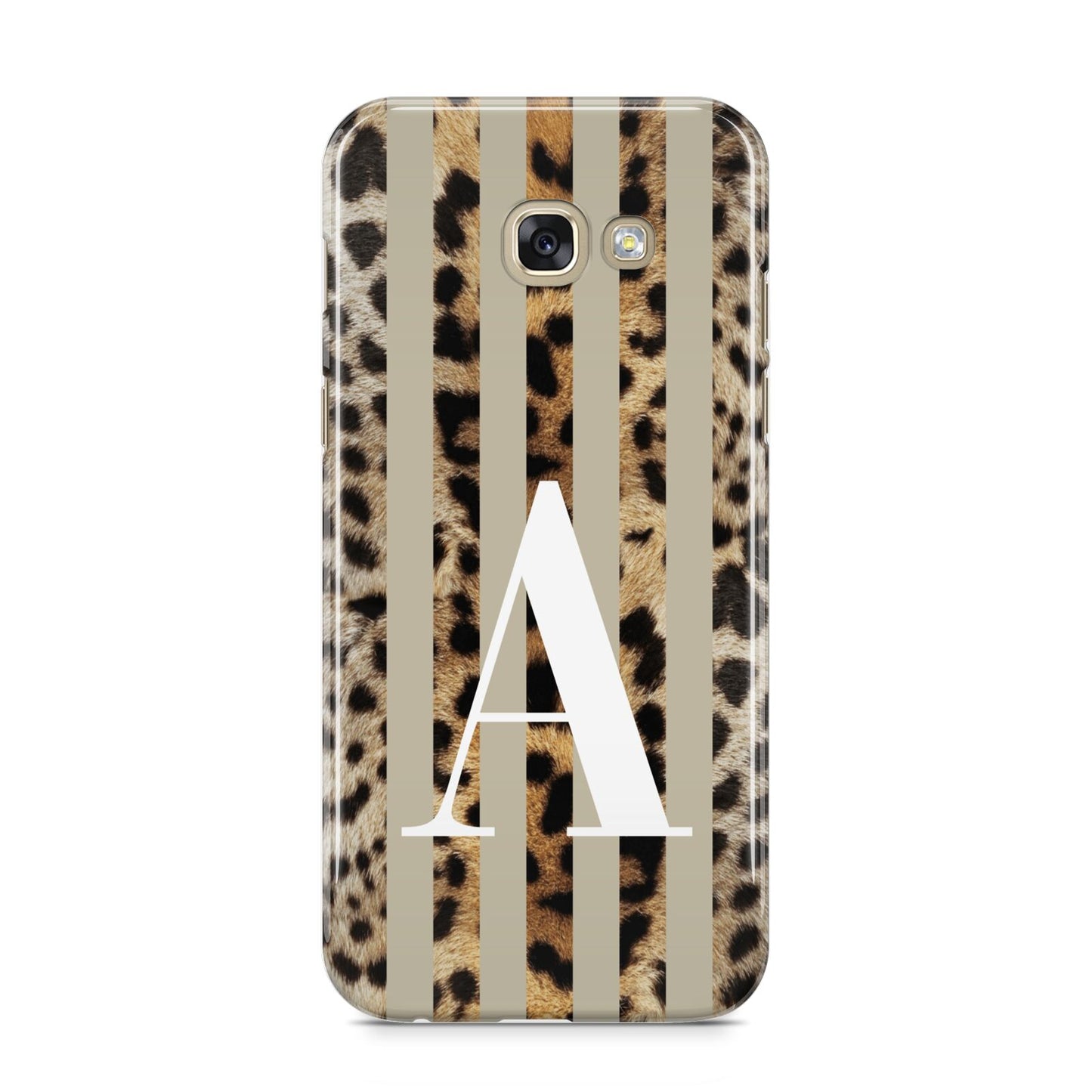 Personalised Leopard Stripes Samsung Galaxy A5 2017 Case on gold phone