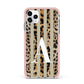 Personalised Leopard Stripes iPhone 11 Pro Max Impact Pink Edge Case