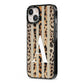 Personalised Leopard Stripes iPhone 13 Black Impact Case Side Angle on Silver phone