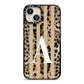 Personalised Leopard Stripes iPhone 13 Black Impact Case on Silver phone