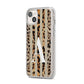 Personalised Leopard Stripes iPhone 14 Plus Clear Tough Case Starlight Angled Image