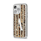 Personalised Leopard Stripes iPhone 14 Pro Max Clear Tough Case Silver Angled Image