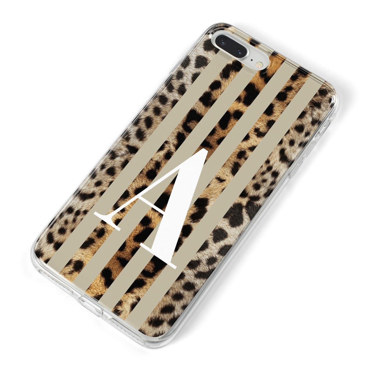 Personalised Leopard Stripes iPhone 8 Plus Bumper Case on Silver iPhone Alternative Image