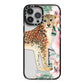 Personalised Leopard iPhone 13 Pro Max Black Impact Case on Silver phone