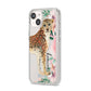 Personalised Leopard iPhone 14 Clear Tough Case Starlight Angled Image