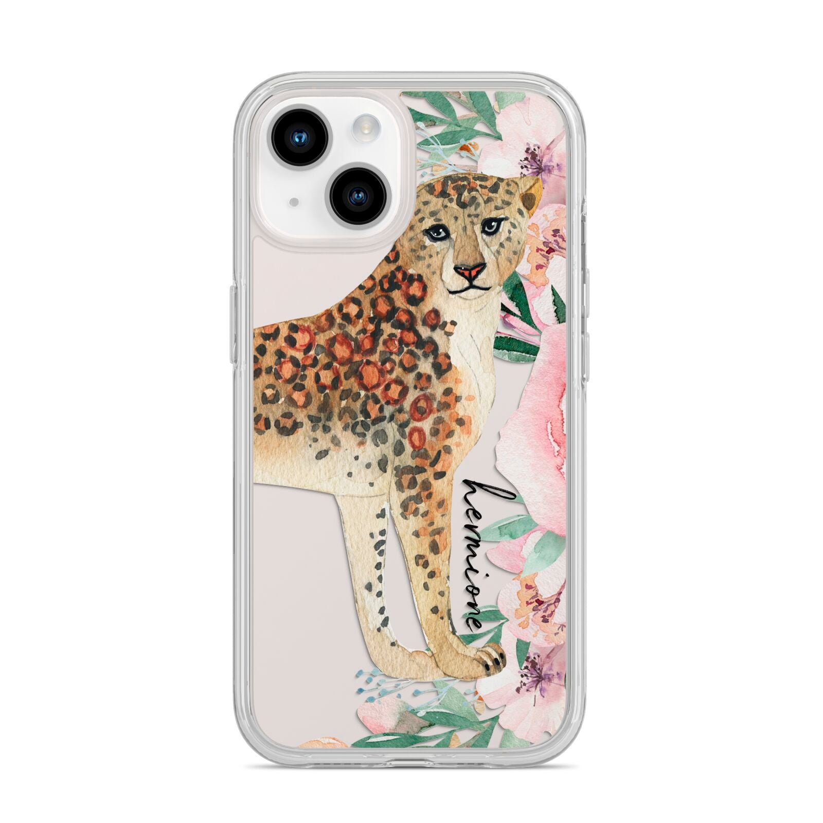 Personalised Leopard iPhone 14 Clear Tough Case Starlight