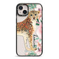 Personalised Leopard iPhone 14 Plus Black Impact Case on Silver phone
