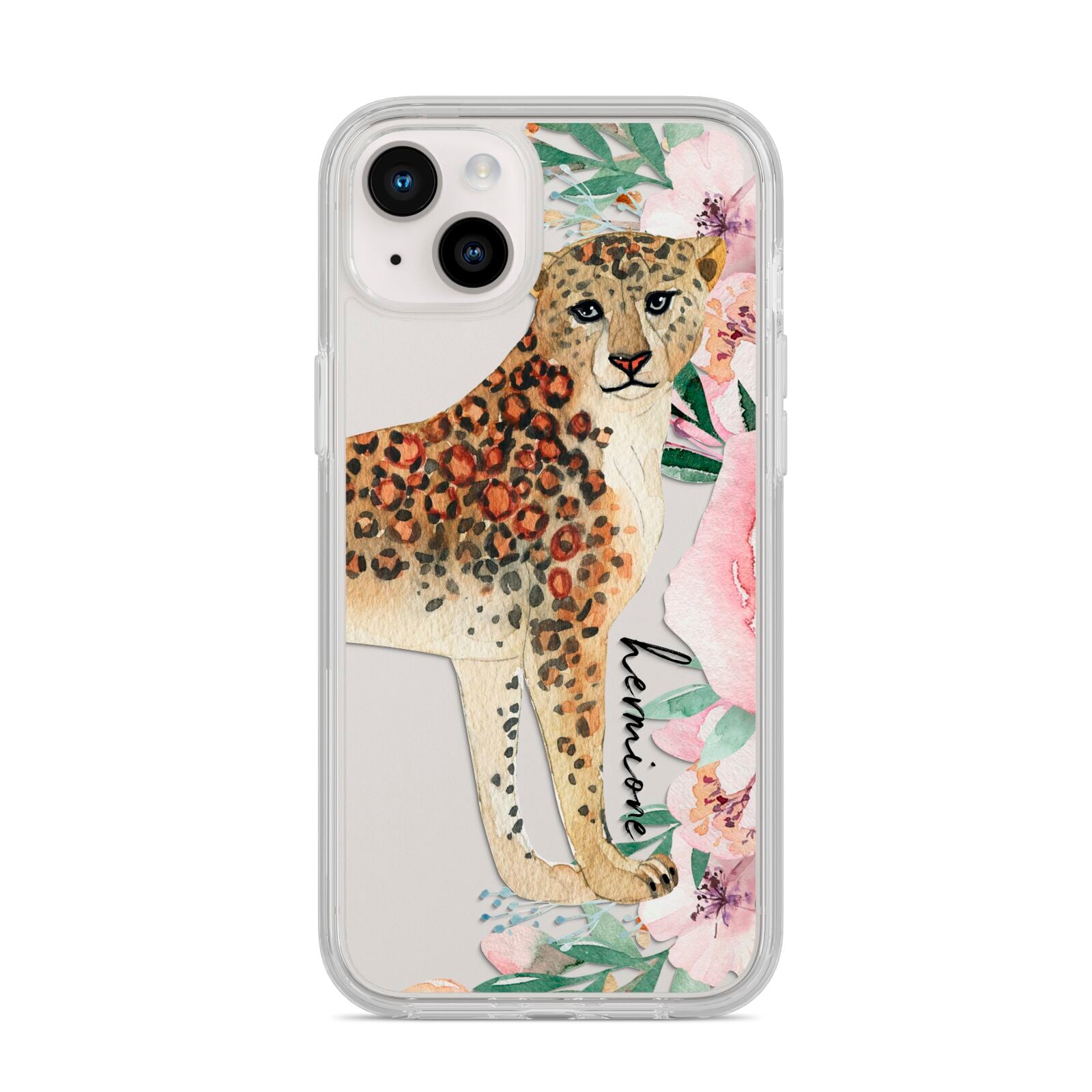Personalised Leopard iPhone 14 Plus Clear Tough Case Starlight