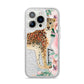 Personalised Leopard iPhone 14 Pro Glitter Tough Case Silver