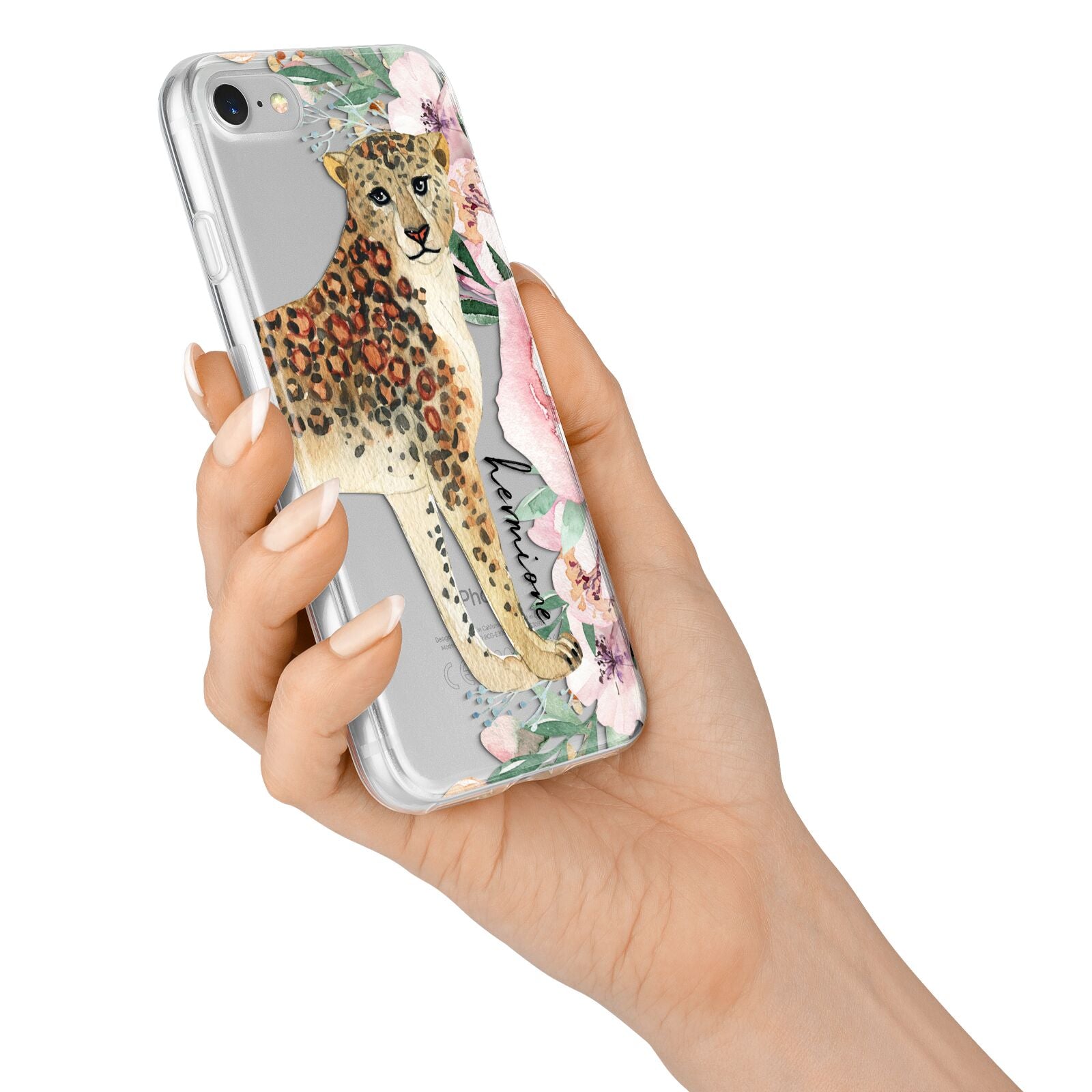 Personalised Leopard iPhone 7 Bumper Case on Silver iPhone Alternative Image
