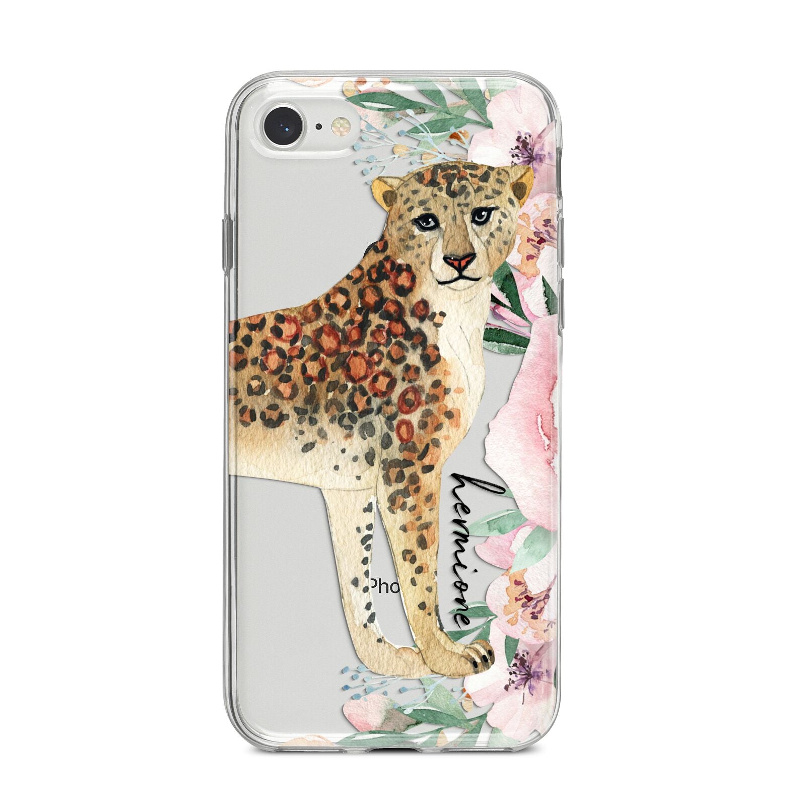 Personalised Leopard iPhone 8 Bumper Case on Silver iPhone