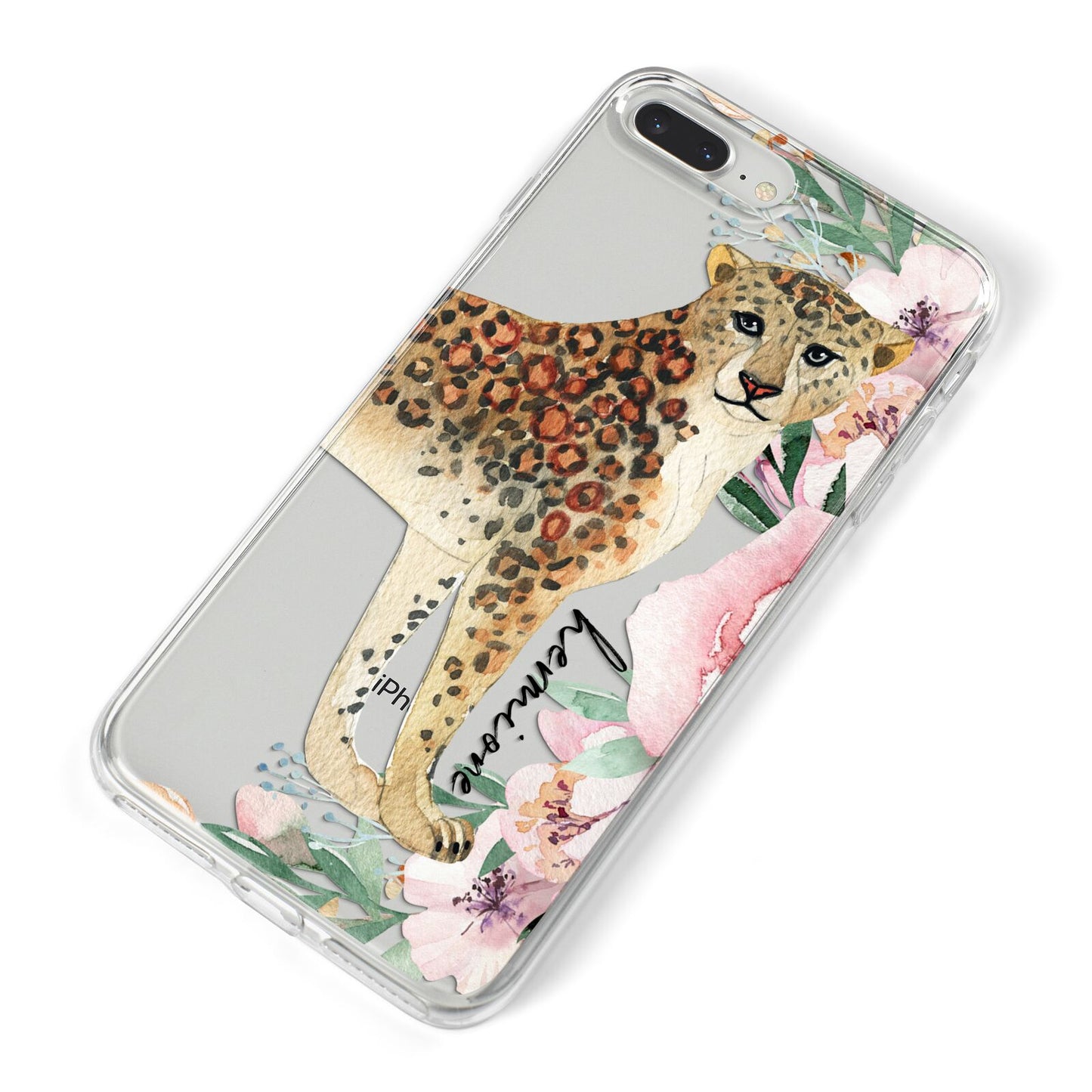 Personalised Leopard iPhone 8 Plus Bumper Case on Silver iPhone Alternative Image