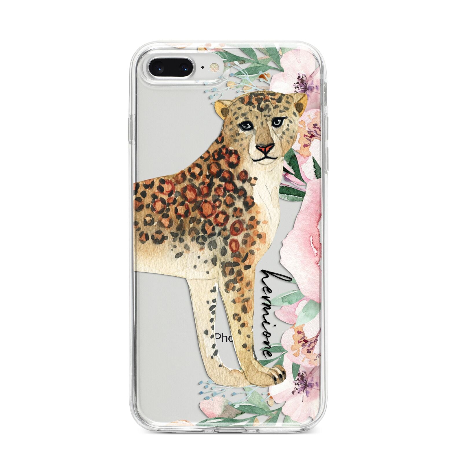 Personalised Leopard iPhone 8 Plus Bumper Case on Silver iPhone