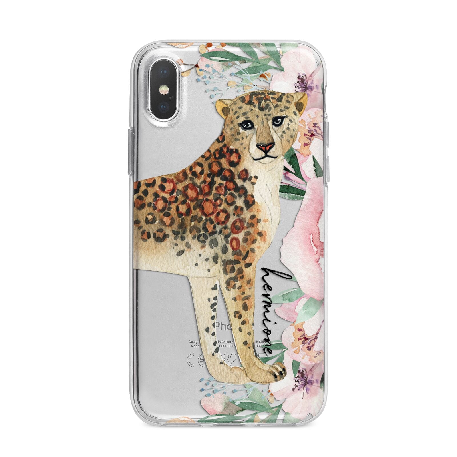 Personalised Leopard iPhone X Bumper Case on Silver iPhone Alternative Image 1