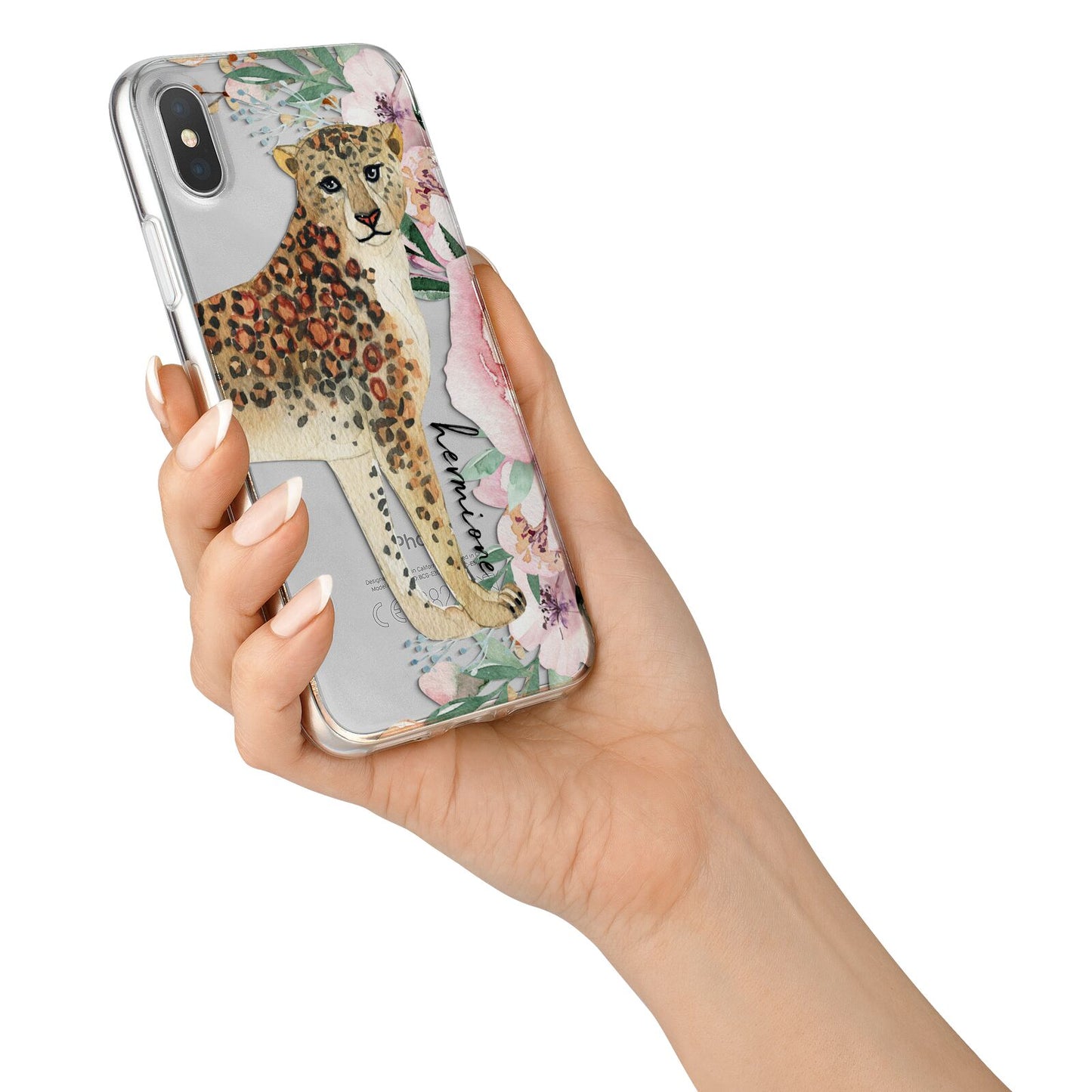 Personalised Leopard iPhone X Bumper Case on Silver iPhone Alternative Image 2