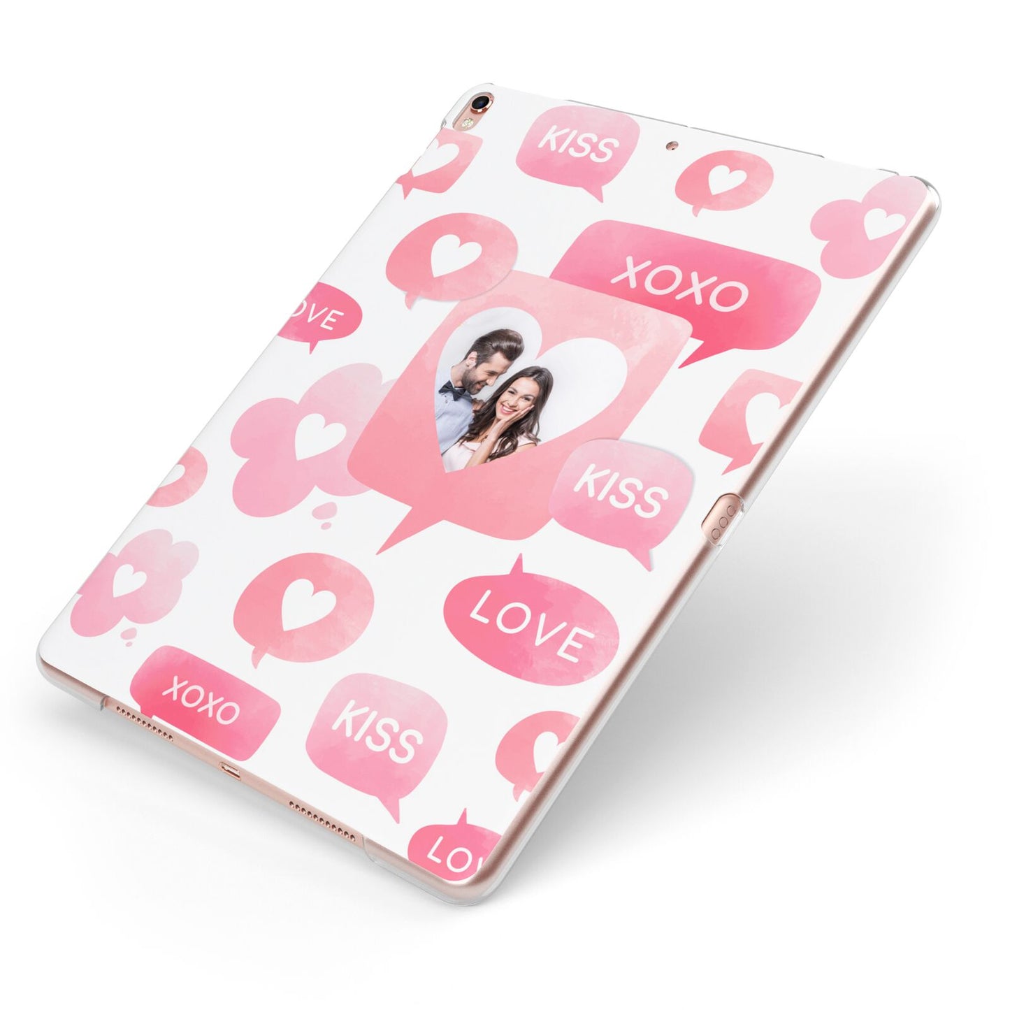 Personalised Likes Photo Apple iPad Case on Rose Gold iPad Side View