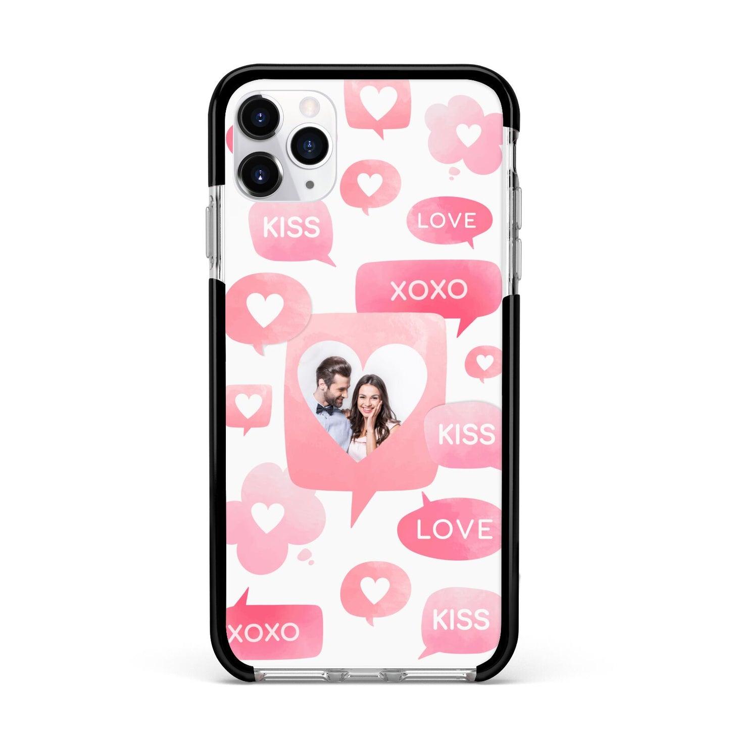 Personalised Likes Photo Apple iPhone 11 Pro Max in Silver with Black Impact Case