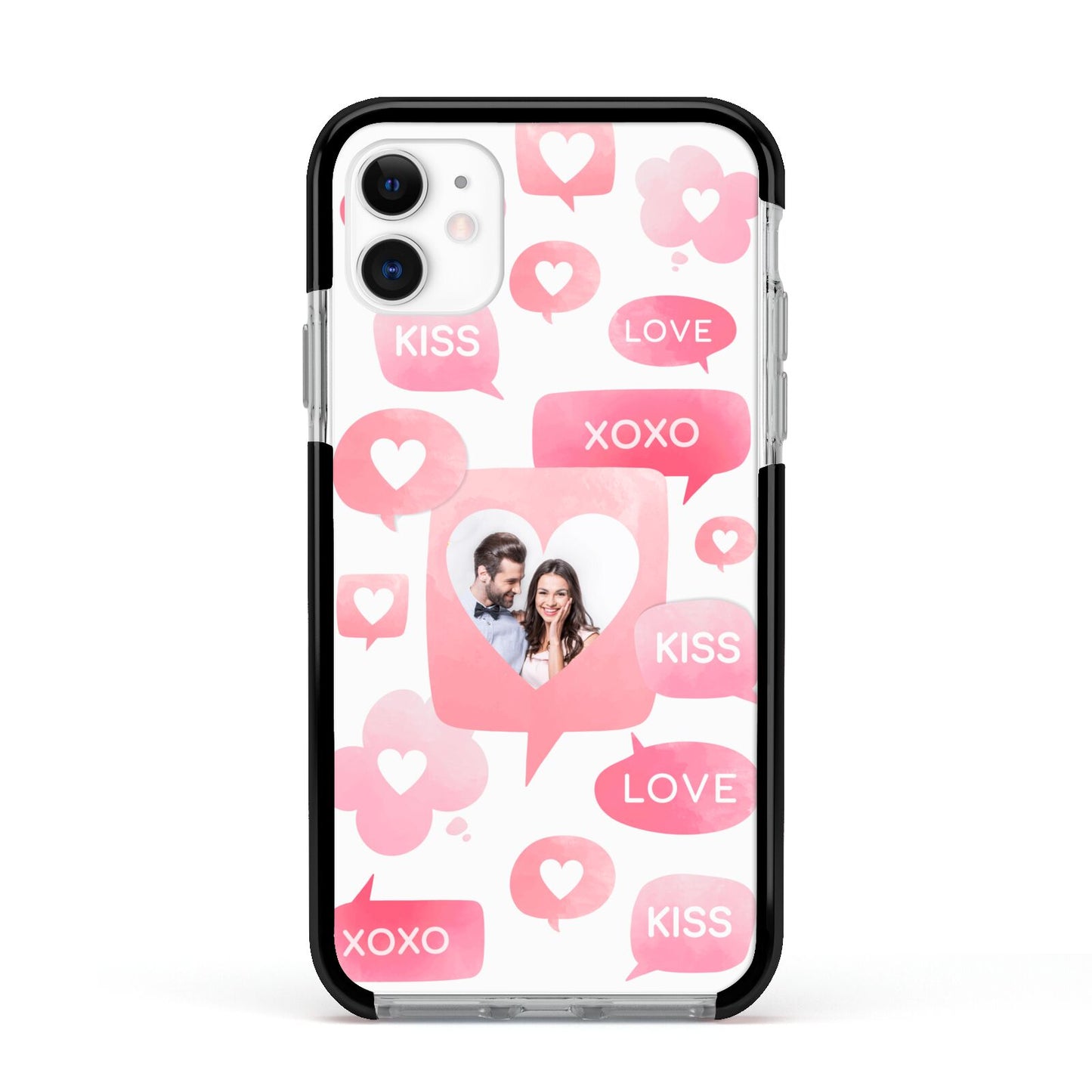Personalised Likes Photo Apple iPhone 11 in White with Black Impact Case
