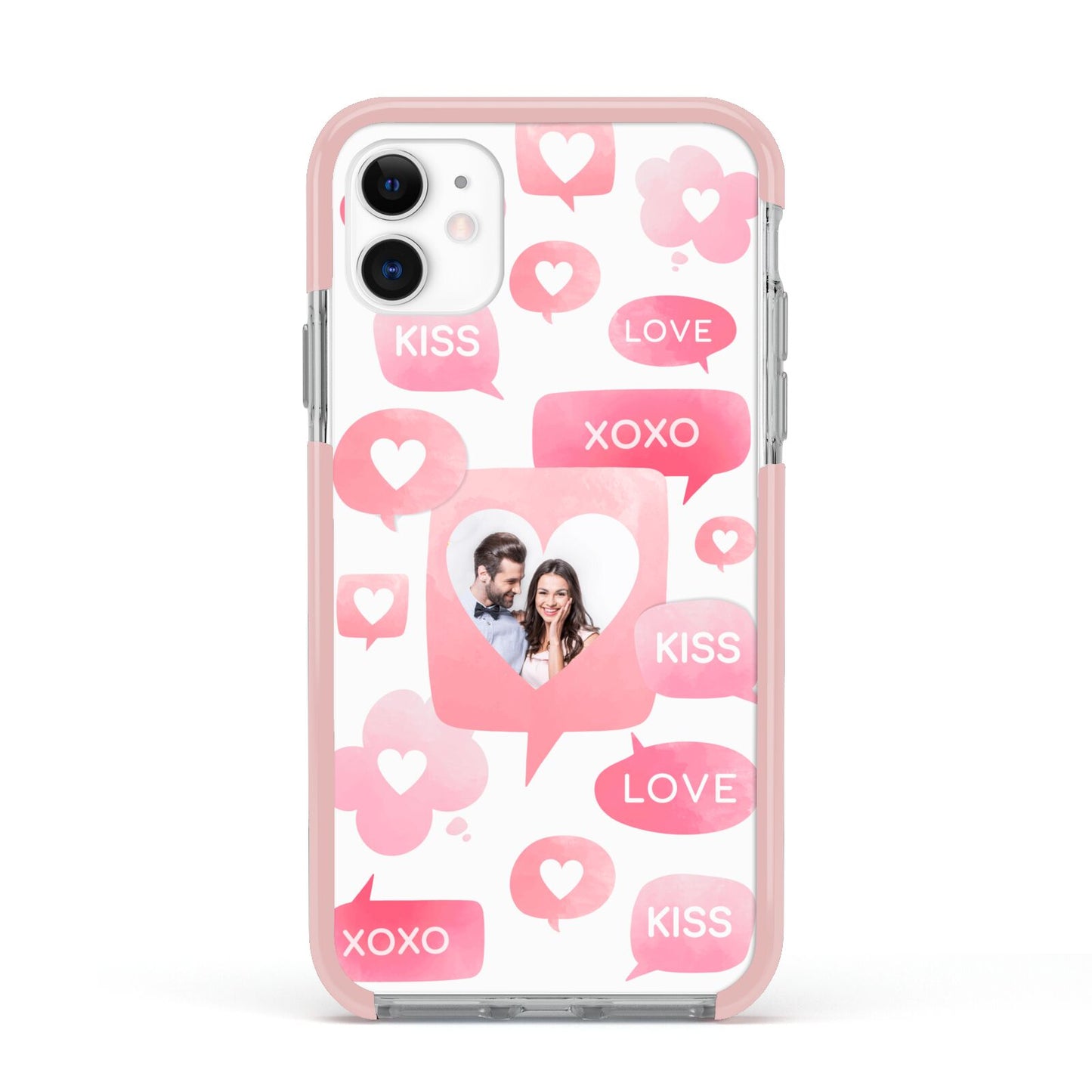 Personalised Likes Photo Apple iPhone 11 in White with Pink Impact Case
