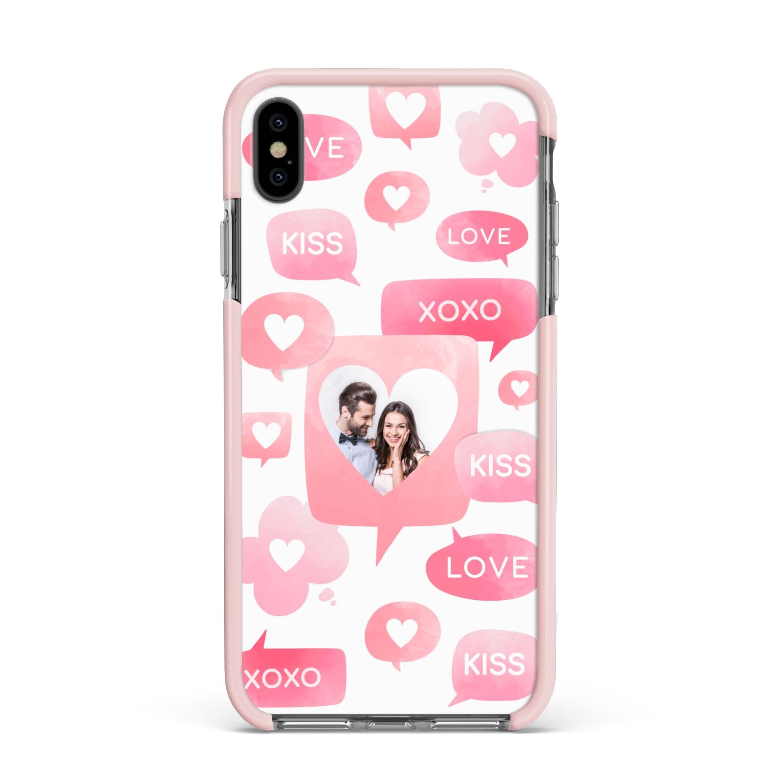 Personalised Likes Photo Apple iPhone Xs Max Impact Case Pink Edge on Black Phone