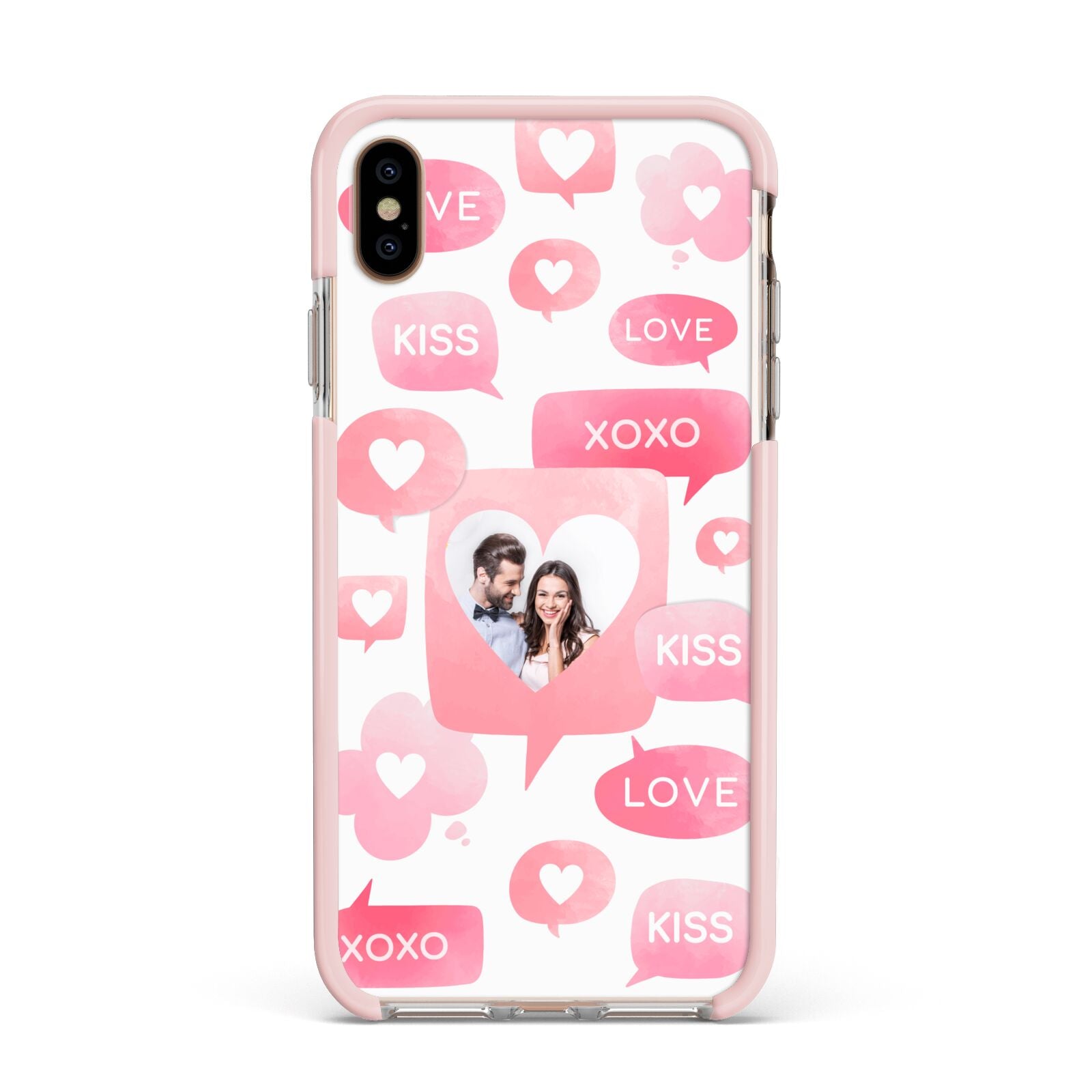 Personalised Likes Photo Apple iPhone Xs Max Impact Case Pink Edge on Gold Phone