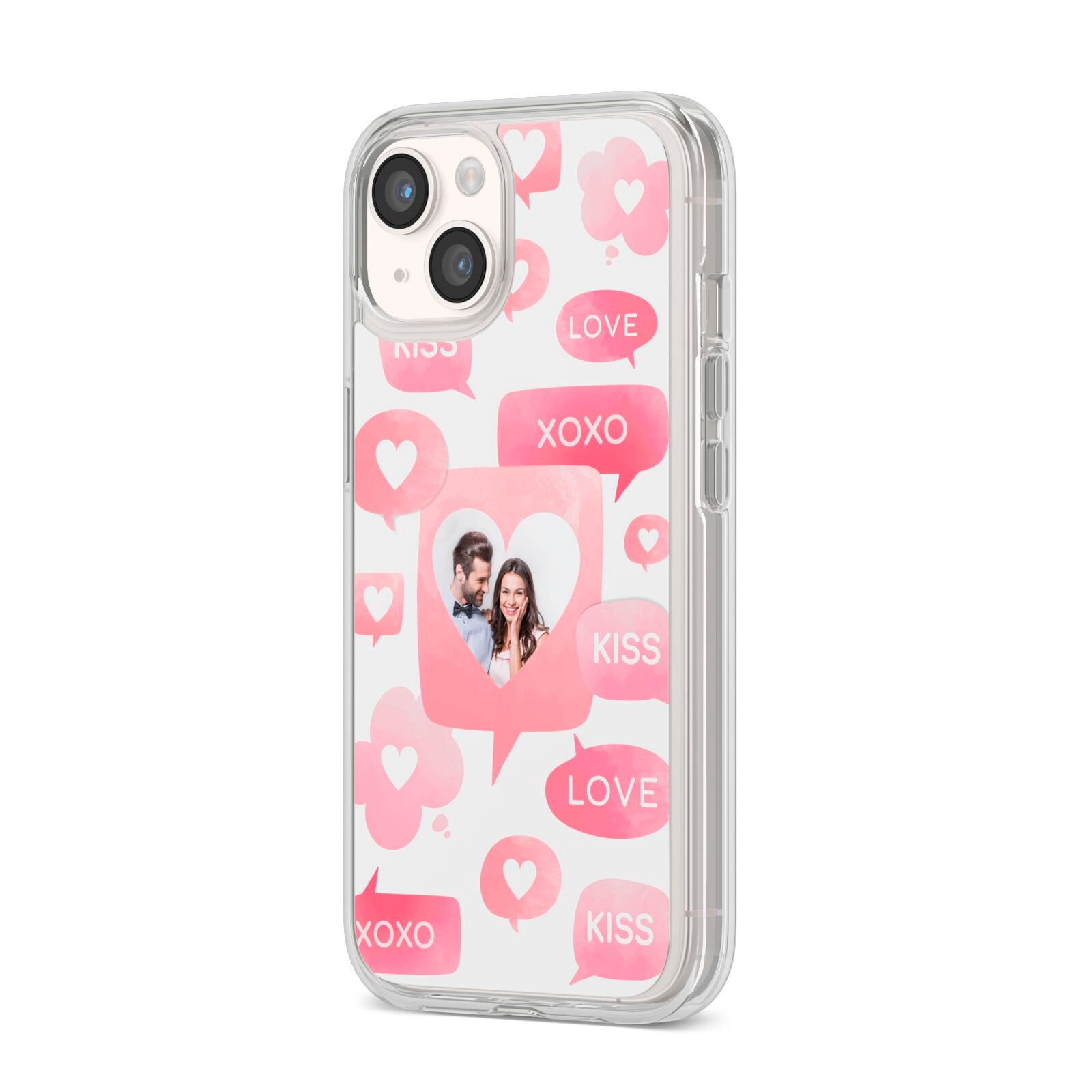 Personalised Likes Photo iPhone 14 Clear Tough Case Starlight Angled Image