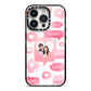 Personalised Likes Photo iPhone 14 Pro Black Impact Case on Silver phone