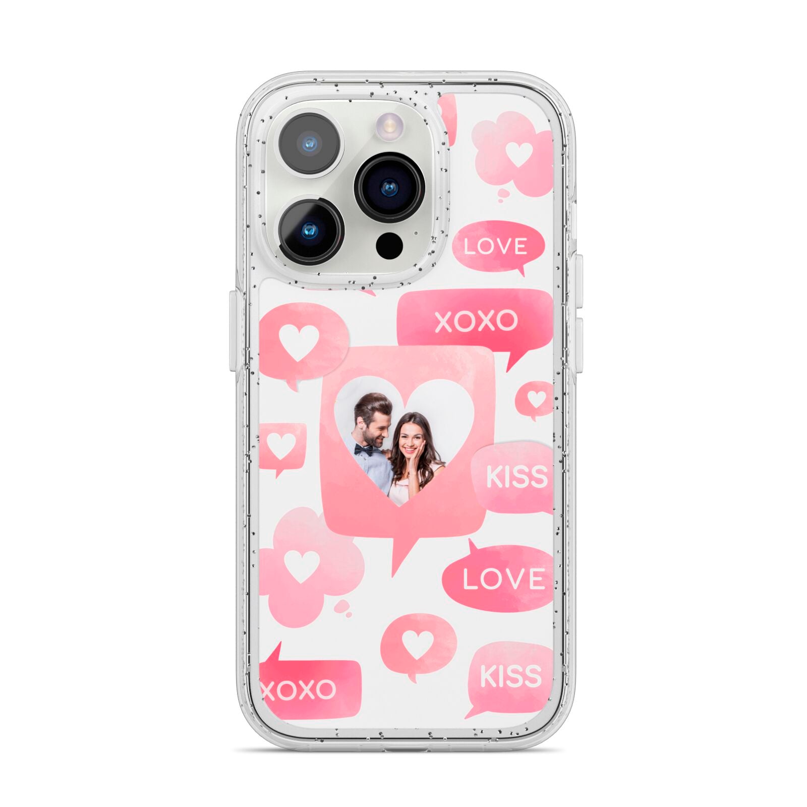 Personalised Likes Photo iPhone 14 Pro Glitter Tough Case Silver