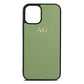 Personalised Lime Saffiano Leather iPhone 12 Mini Case
