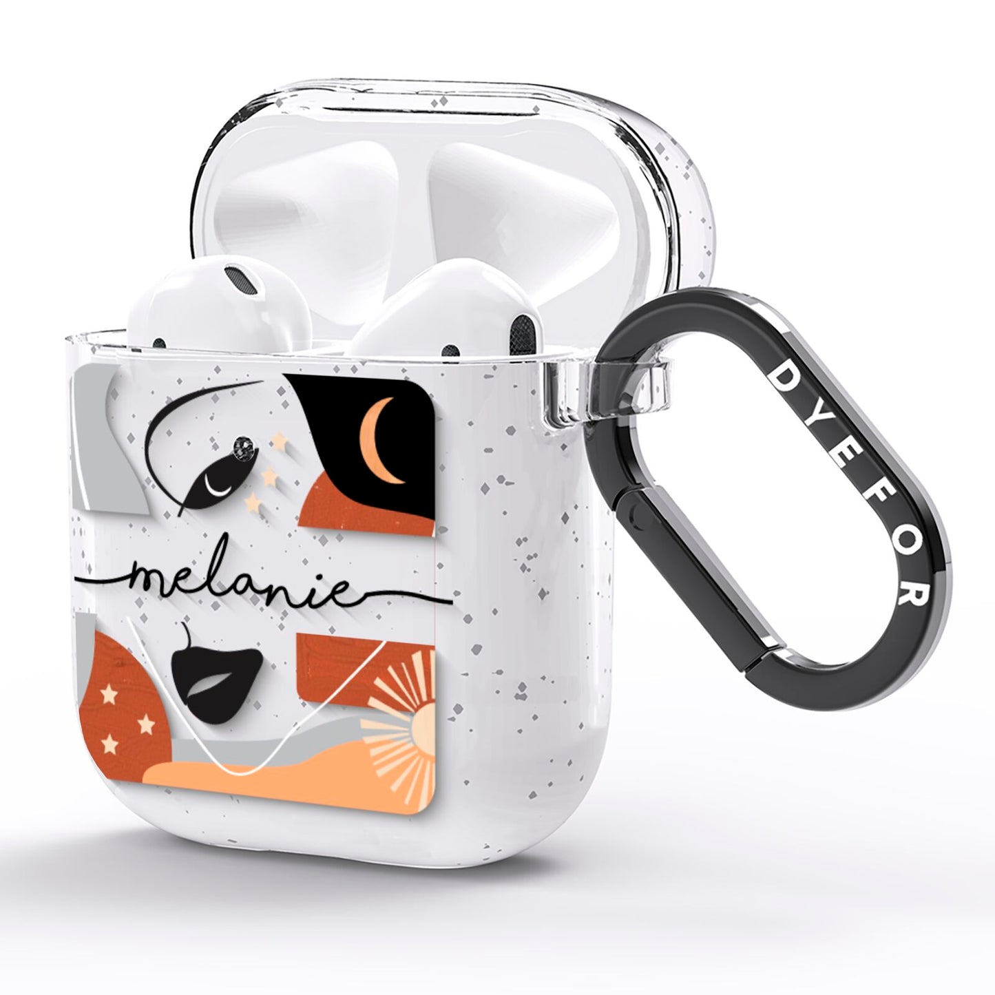 Personalised Line Art AirPods Glitter Case Side Image