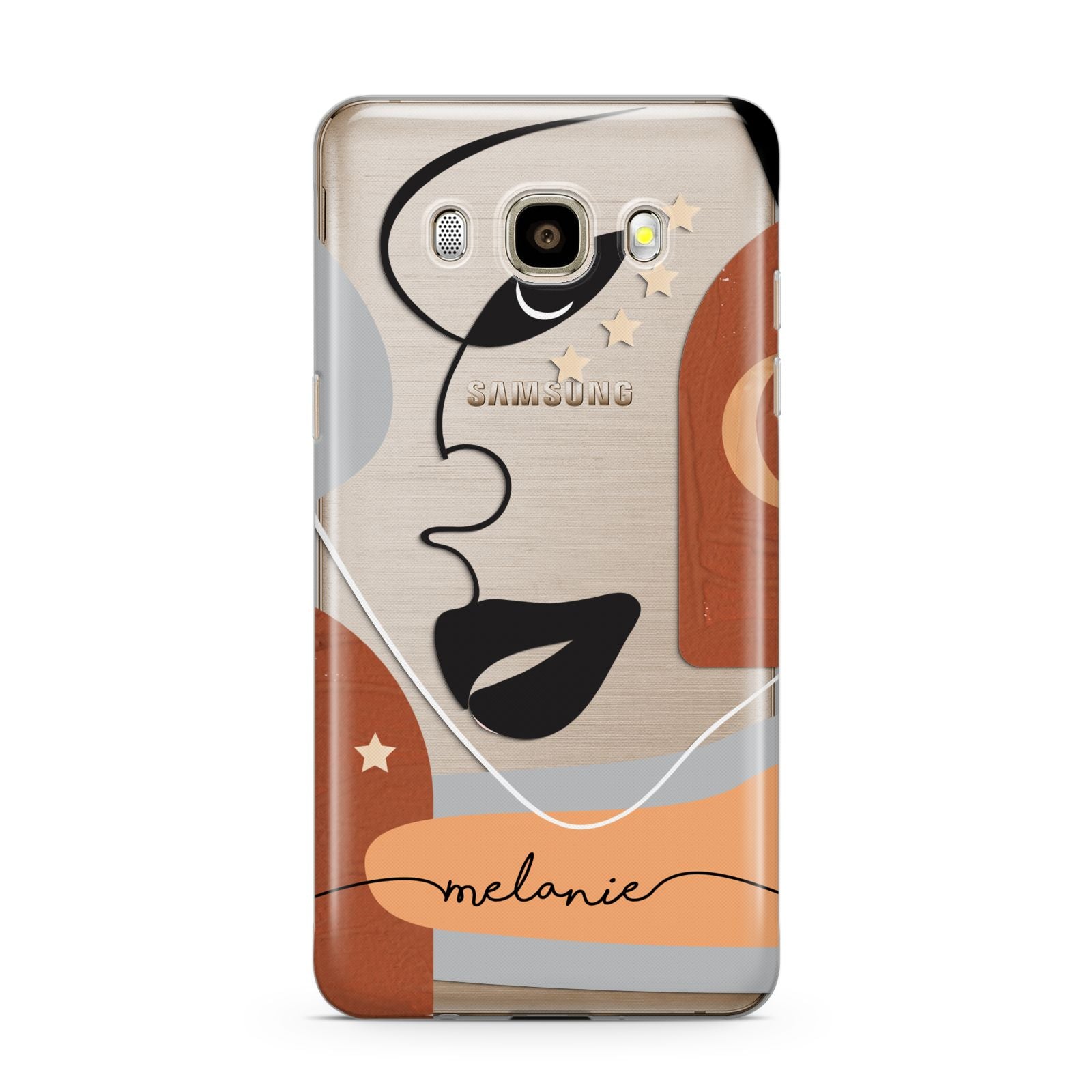 Personalised Line Art Samsung Galaxy J7 2016 Case on gold phone